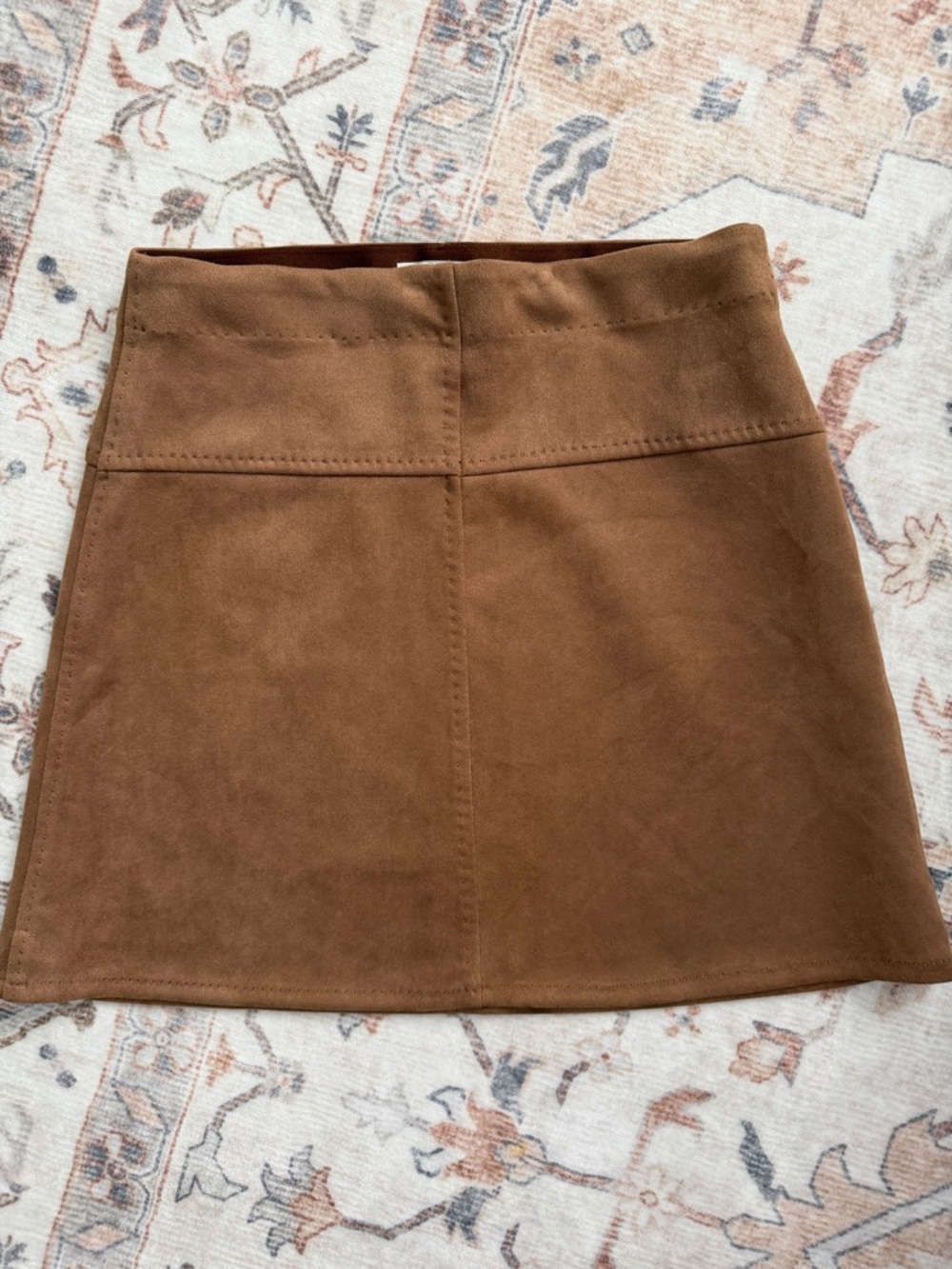Max Studio Brown Faux Suede A-Line Mini Skirt